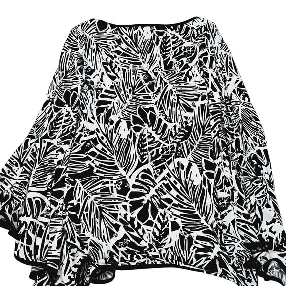 COCO Bianco Womens Blouse Multi-Color Size Medium Polyester Blend Flared Sleeve - Picture 2 of 12